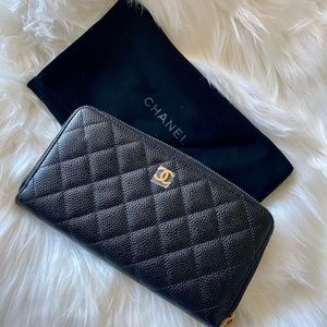 CHANEL Quilted Caviar Wallet